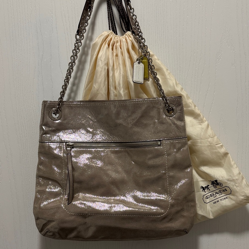 Coach Metallic Beige Shoulder Bag